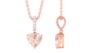 Real Morganite Heart Pendant Necklace with Diamond Morganite - ( AAA ) - Quality - Rosec Jewels