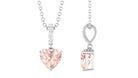 Real Morganite Heart Pendant Necklace with Diamond Morganite - ( AAA ) - Quality - Rosec Jewels