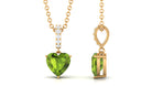 Heart Shape Peridot Solitaire Pendant with Diamond Accent Bail Peridot - ( AAA ) - Quality - Rosec Jewels