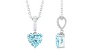 6 MM Heart Shape Aquamarine Solitaire Pendant with Diamond Bail Aquamarine - ( AAA ) - Quality - Rosec Jewels