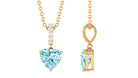 6 MM Heart Shape Aquamarine Solitaire Pendant with Diamond Bail Aquamarine - ( AAA ) - Quality - Rosec Jewels