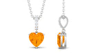 Heart Shape Fire Opal Solitaire Pendant with Diamond Accent Bail Fire Opal - ( AAA ) - Quality - Rosec Jewels