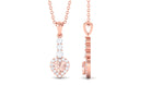 Real Morganite Heart Drop Pendant Necklace with Diamond Morganite - ( AAA ) - Quality - Rosec Jewels