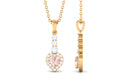 Real Morganite Heart Drop Pendant Necklace with Diamond Morganite - ( AAA ) - Quality - Rosec Jewels