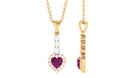 Heart Shape Rhodolite Drop Pendant with Diamond Rhodolite - ( AAA ) - Quality - Rosec Jewels