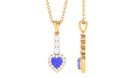 Heart Shape Tanzanite Drop Pendant with Diamond Tanzanite - ( AAA ) - Quality - Rosec Jewels