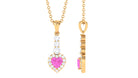 Heart Shape Pink Sapphire Drop Pendant with Diamond Pink Sapphire - ( AAA ) - Quality - Rosec Jewels