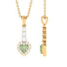 Heart Shape Green Sapphire Drop Pendant with Diamond Green Sapphire - ( AAA ) - Quality - Rosec Jewels