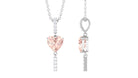 Certified Morganite and Diamond Heart Drop Pendant with Chain Morganite - ( AAA ) - Quality - Rosec Jewels