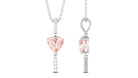 Certified Morganite and Diamond Heart Drop Pendant with Chain Morganite - ( AAA ) - Quality - Rosec Jewels