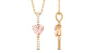 Certified Morganite and Diamond Heart Drop Pendant with Chain Morganite - ( AAA ) - Quality - Rosec Jewels