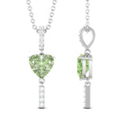 Heart Shape Green Sapphire Pendant with Diamond Green Sapphire - ( AAA ) - Quality - Rosec Jewels