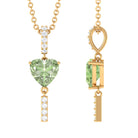 Heart Shape Green Sapphire Pendant with Diamond Green Sapphire - ( AAA ) - Quality - Rosec Jewels