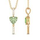 Heart Shape Green Sapphire Pendant with Diamond Green Sapphire - ( AAA ) - Quality - Rosec Jewels