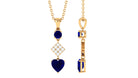 Round and Heart Shape Blue Sapphire Dangle Pendant with Diamond Blue Sapphire - ( AAA ) - Quality - Rosec Jewels