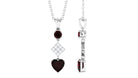 Round and Heart Shape Garnet and Diamond Drop Pendant Necklace Garnet - ( AAA ) - Quality - Rosec Jewels