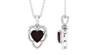 Heart Shape Garnet Pendant Necklace with Diamond Garnet - ( AAA ) - Quality - Rosec Jewels