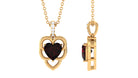 Heart Shape Garnet Pendant Necklace with Diamond Garnet - ( AAA ) - Quality - Rosec Jewels