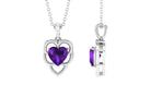 Real Amethyst Heart Pendant with Diamond Accent Bail Amethyst - ( AAA ) - Quality - Rosec Jewels