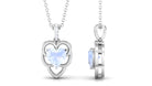 Real Moonstone Heart Pendant with Diamond Accent Bail Moonstone - ( AAA ) - Quality - Rosec Jewels