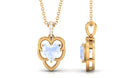 Real Moonstone Heart Pendant with Diamond Accent Bail Moonstone - ( AAA ) - Quality - Rosec Jewels