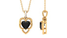 Heart Shape Black Onyx Solitaire Pendant Necklace with Diamond Black Onyx - ( AAA ) - Quality - Rosec Jewels