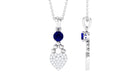 Round Shape Blue Sapphire and Diamond Heart Pendant Blue Sapphire - ( AAA ) - Quality - Rosec Jewels