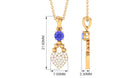 Tanzanite and Diamond Heart Drop Pendant with Beaded Detailing Tanzanite - ( AAA ) - Quality - Rosec Jewels