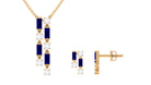 Blue Sapphire and Diamond Dangle Jewelry Set Blue Sapphire - ( AAA ) - Quality - Rosec Jewels