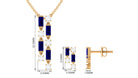 Blue Sapphire and Diamond Dangle Jewelry Set Blue Sapphire - ( AAA ) - Quality - Rosec Jewels