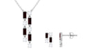 Garnet and Diamond Dangle Jewelry Set Garnet - ( AAA ) - Quality - Rosec Jewels