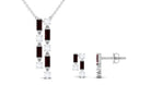 Garnet and Diamond Dangle Jewelry Set Garnet - ( AAA ) - Quality - Rosec Jewels