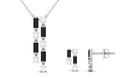 Created Black Diamond and Diamond Dangle Jewelry Set Lab Created Black Diamond - ( AAAA ) - Quality - Rosec Jewels