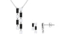 Black Onyx and Diamond Dangle Jewelry Set Black Onyx - ( AAA ) - Quality - Rosec Jewels