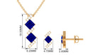 Princess Cut Created Blue Sapphire Modern Jewelry Set with Diamond Lab Created Blue Sapphire - ( AAAA ) - Quality - Rosec Jewels