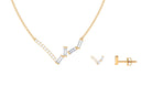 1 CT Certified Baguette and Round Zircon Minimal Chevron Necklace Zircon - ( AAAA ) - Quality - Rosec Jewels