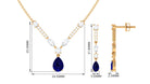 Blue Sapphire and Moissanite Drop Necklace Earrings Set Blue Sapphire - ( AAA ) - Quality - Rosec Jewels