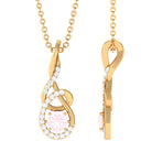 Rose Quartz Twisted Pendant with Diamond Rose Quartz - ( AAA ) - Quality - Rosec Jewels