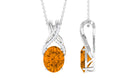 Designer Oval Citrine Solitaire Pendant with Diamond Twisted Bail Citrine - ( AAA ) - Quality - Rosec Jewels