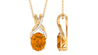 Designer Oval Citrine Solitaire Pendant with Diamond Twisted Bail Citrine - ( AAA ) - Quality - Rosec Jewels