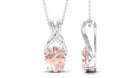 Oval Morganite Solitaire Pendant Necklace with Diamond Morganite - ( AAA ) - Quality - Rosec Jewels