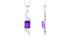 2 CT Octagon Cut Amethyst Designer Drop Pendant with Diamond Amethyst - ( AAA ) - Quality - Rosec Jewels