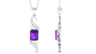 2 CT Octagon Cut Amethyst Designer Drop Pendant with Diamond Amethyst - ( AAA ) - Quality - Rosec Jewels