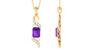 2 CT Octagon Cut Amethyst Designer Drop Pendant with Diamond Amethyst - ( AAA ) - Quality - Rosec Jewels