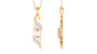 Emerald Cut Morganite and Diamond Drop Pendant Necklace Morganite - ( AAA ) - Quality - Rosec Jewels