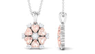 Heart Shape Morganite and Diamond Cluster Flower Pendant Morganite - ( AAA ) - Quality - Rosec Jewels