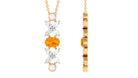 Oval Fire Opal and Moissanite Flower Dangle Necklace in Gold Fire Opal - ( AAA ) - Quality - Rosec Jewels