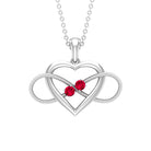 Unique Heart Infinity Pendant Necklace with Ruby Ruby - ( AAA ) - Quality - Rosec Jewels