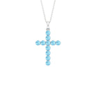 2.75 CT Simple Aquamarine Holy Cross Pendant Aquamarine - ( AAA ) - Quality - Rosec Jewels