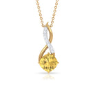 Cushion Cut Citrine Solitaire Infinity Pendant with Diamond Citrine - ( AAA ) - Quality - Rosec Jewels